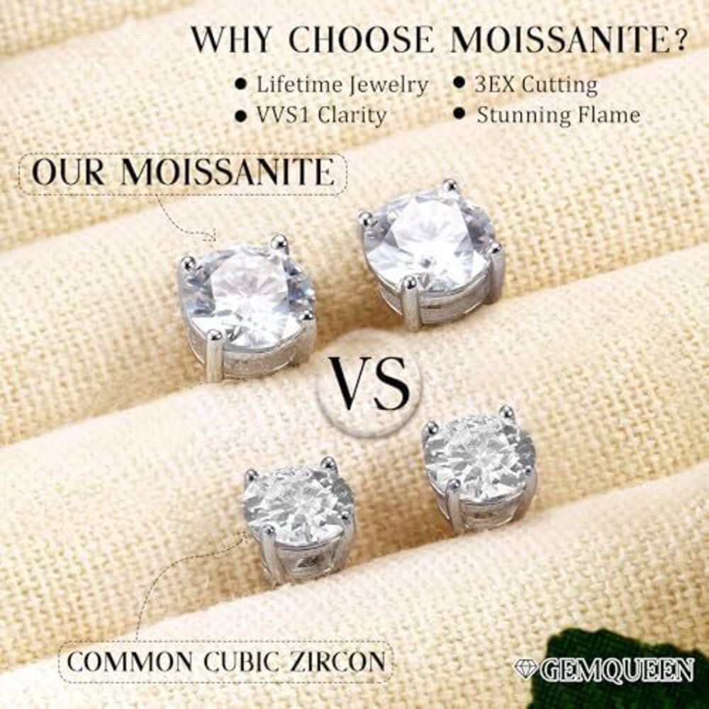 8032 Moissanite Earrings D Color VVS1 Clarity Lab Created 18K White Gold - Picture 7 of 7